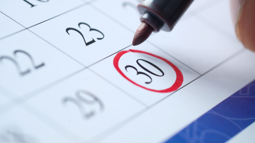 une date entourée sur le calendrier